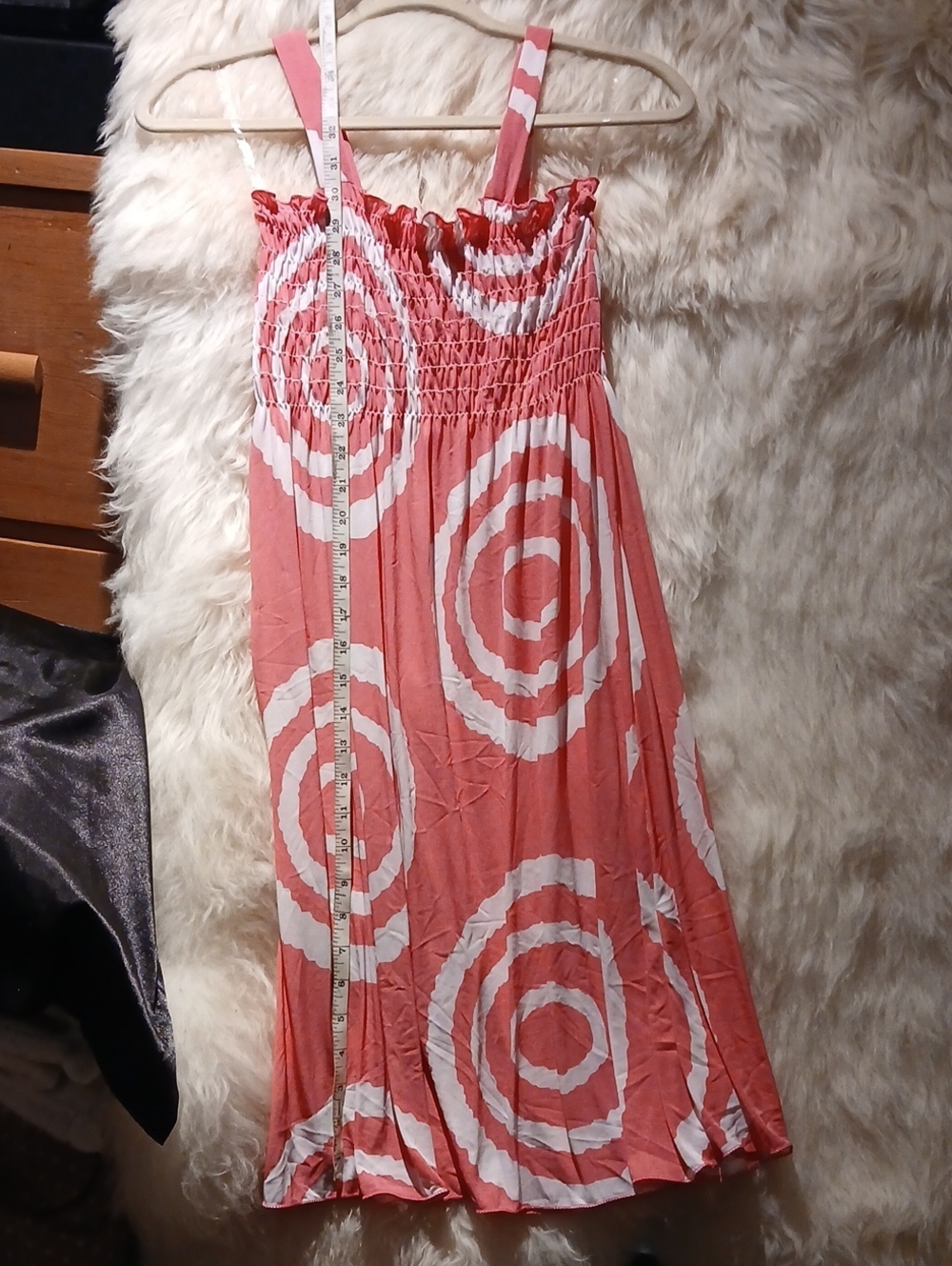 Coral and White Smocked Sundress with Spaghetti Straps